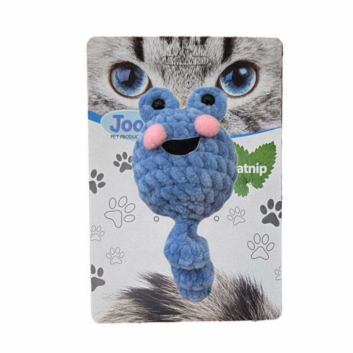 Jooys Catnip'li Kuyruklu Kadife Gülen Surat Kedi Oyuncağı Mavi
