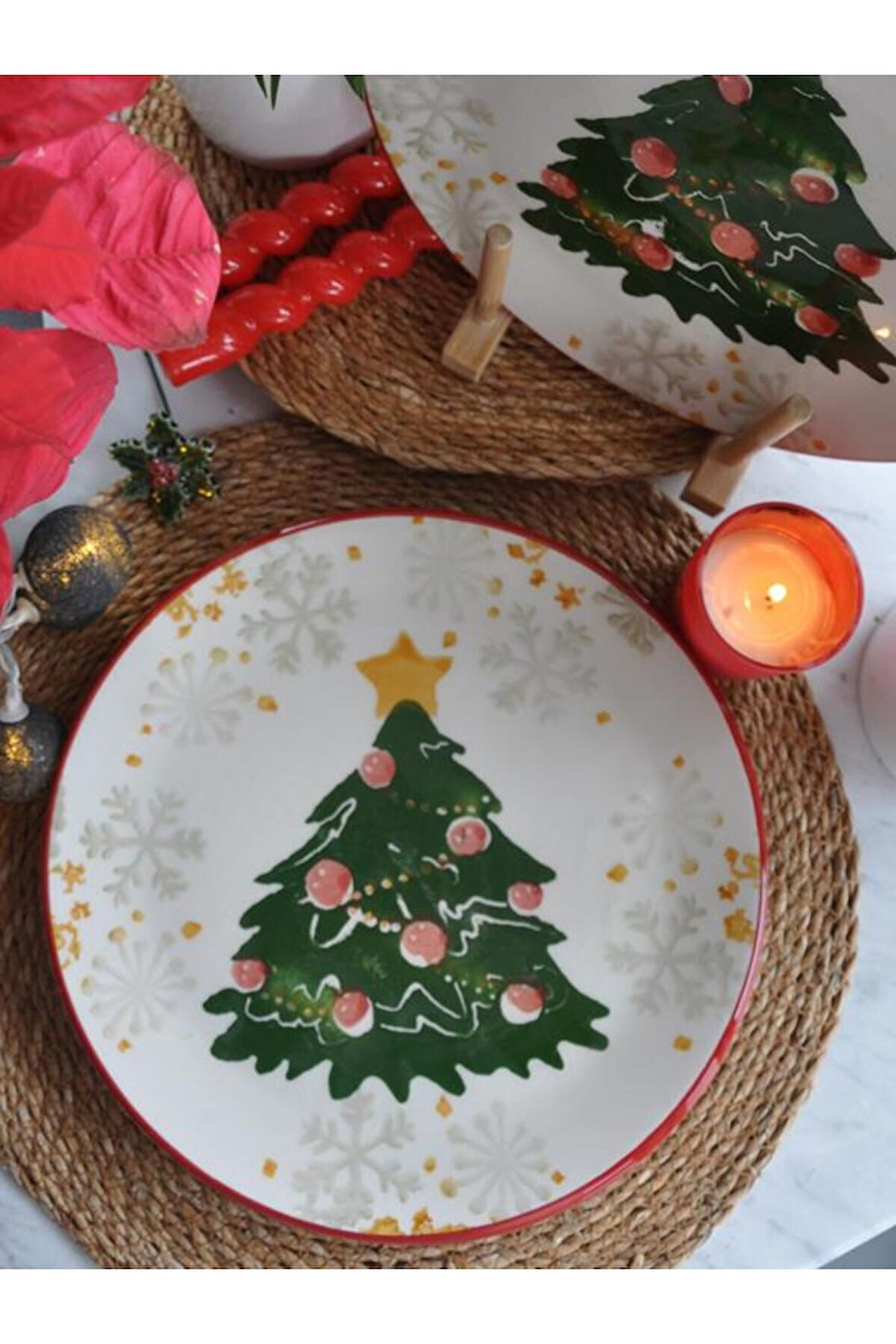 Yeniyıl 2025 Yılbaşı Servis Tabağı 25 Cm. 6 lı