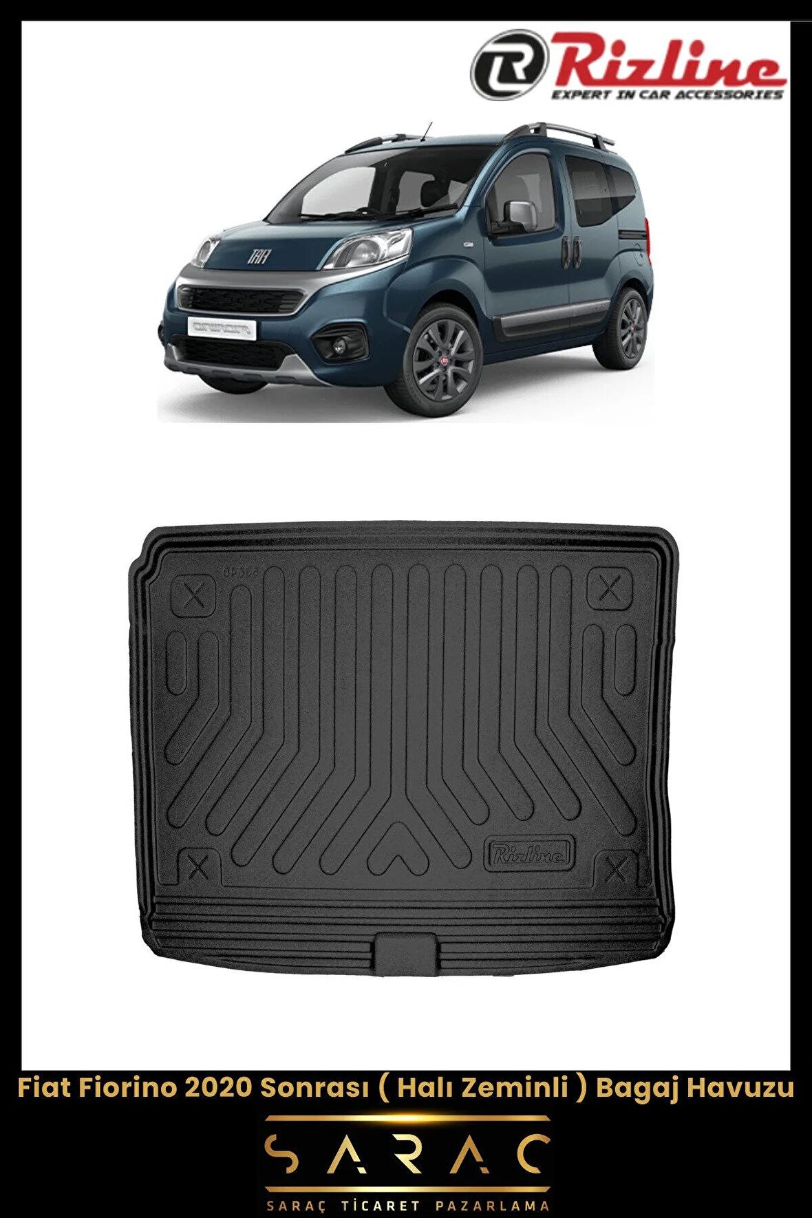 Rizline Fiat Fiorino 2020 Sonrası (Halı Zeminli) 3D Bagaj Havuzu