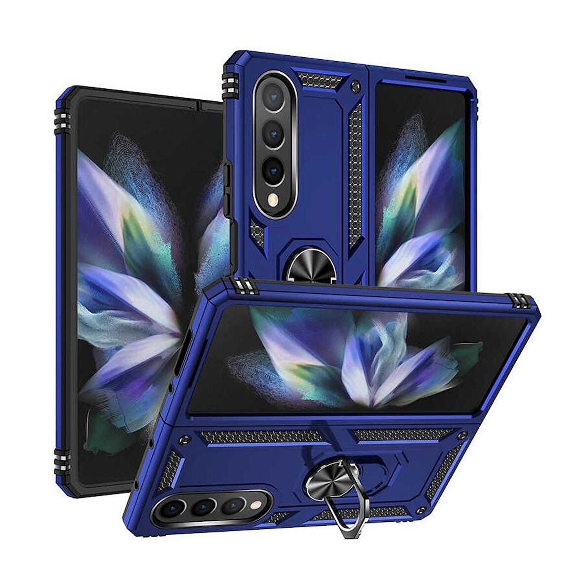 Gpack Samsung Galaxy Z Fold 4 Kılıf Vega Sert Silikon Tank Standlı Yüzüklü Mıknatıslı