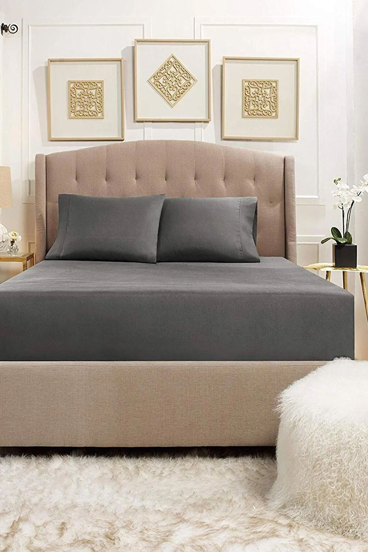 Tek Kişilik Antrasit %100 Pamuklu Penye Lastikli Çarşaf 100x200