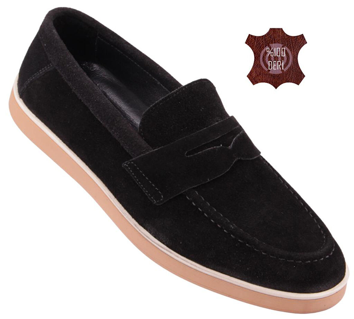 : Velmo Hakiki Süet Deri Erkek Loafer Ayakkabı 1413 – Lacivert | Siyah | Kum | Füme 