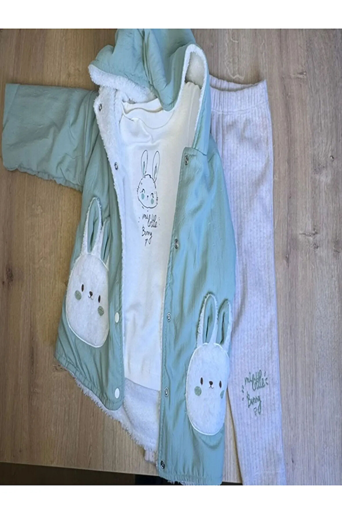 3'Lü KIZ BEBEK ÇOCUK İÇİ POLARLI CEKET 2 İPLİK SWEATSHİRT VE PANTALON TAKIM