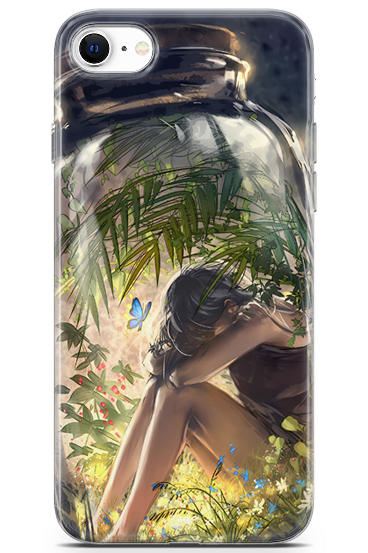 Apple iPhone SE 2020 uyumlu Girls 27 Premium UV Kelebek ve Genç Kız
