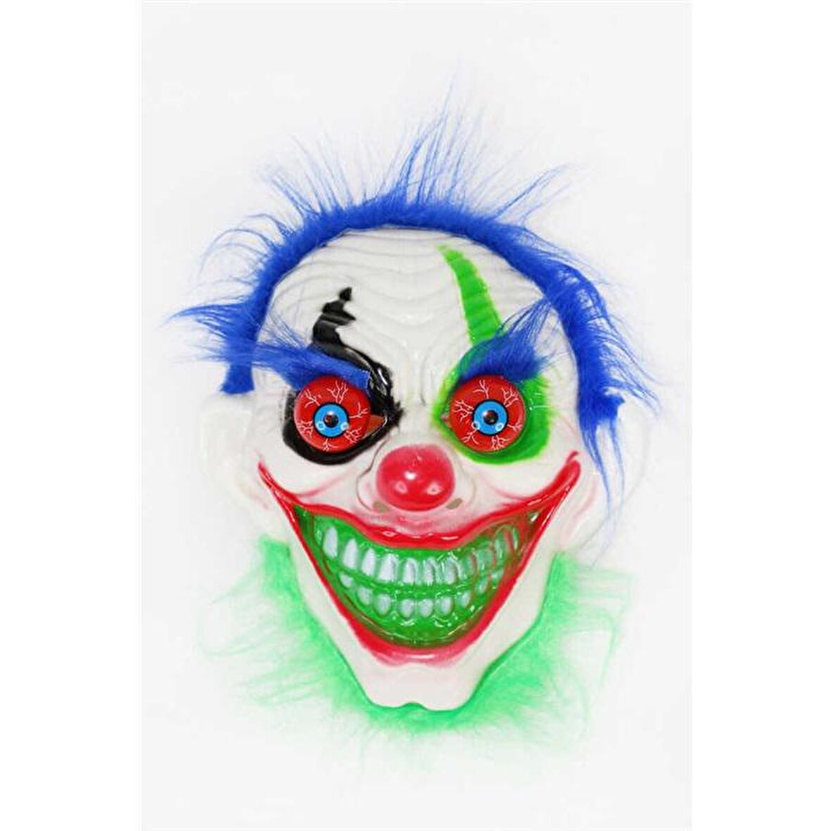 CADILAR BAYRAMI HALLOWEEN PALYAÇO YAYLI GÖZ MAVİ SAÇLI MASKE
