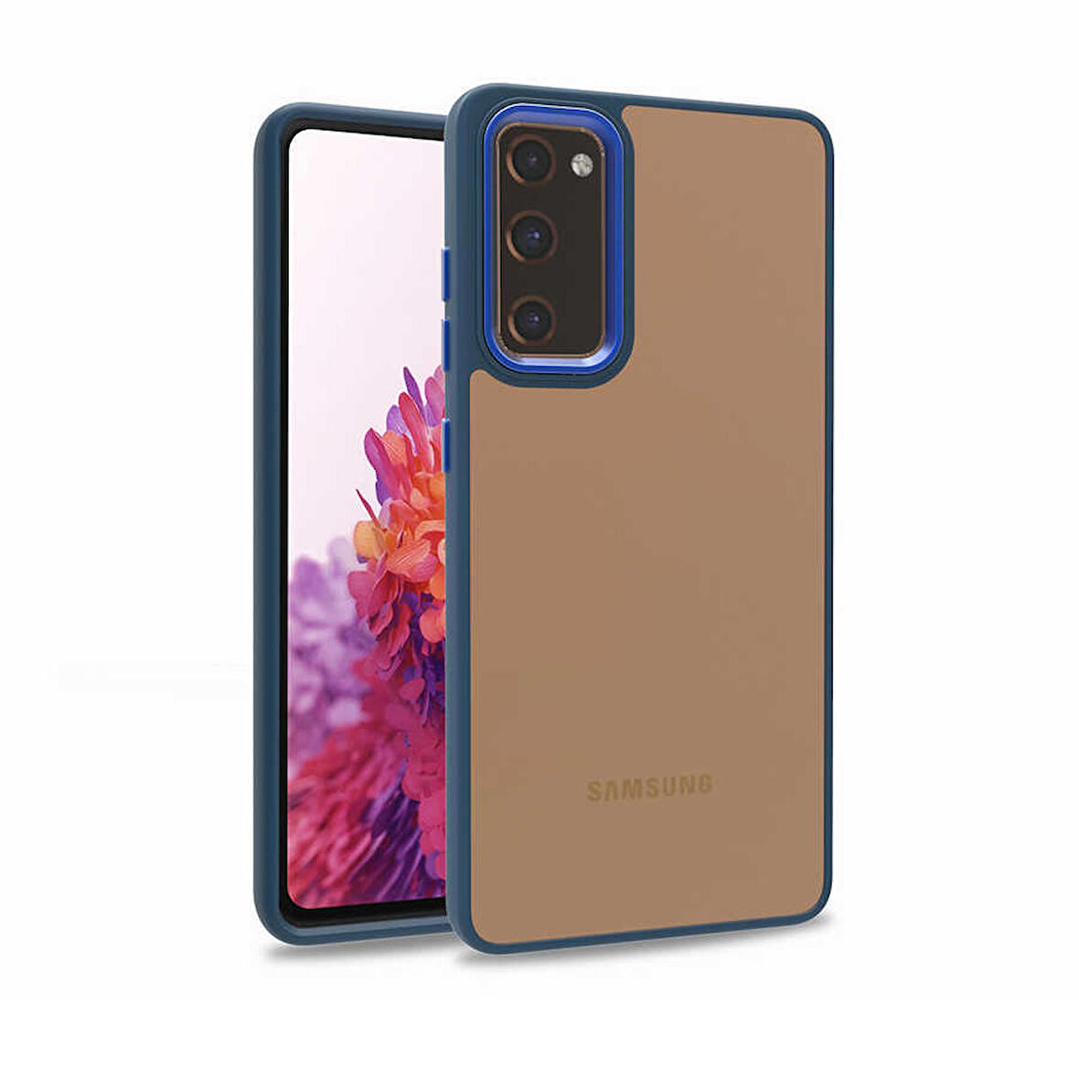 Smcase Samsung Galaxy A03s Kılıf Renkli Bumper Hybrid Flora Silikon