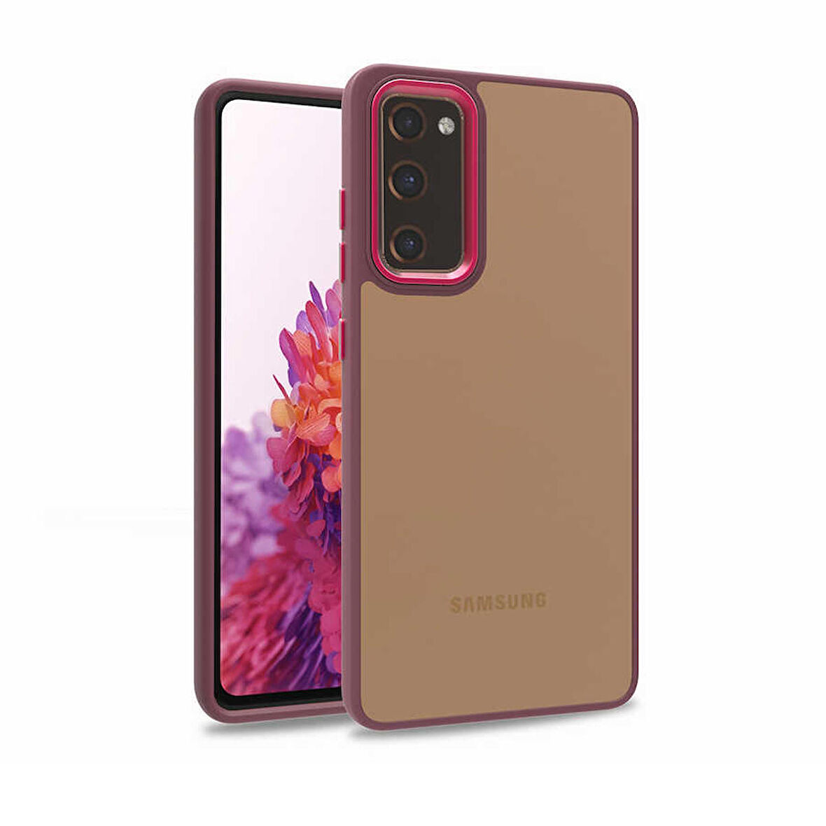 Smcase Samsung Galaxy A03s Kılıf Renkli Bumper Hybrid Flora Silikon