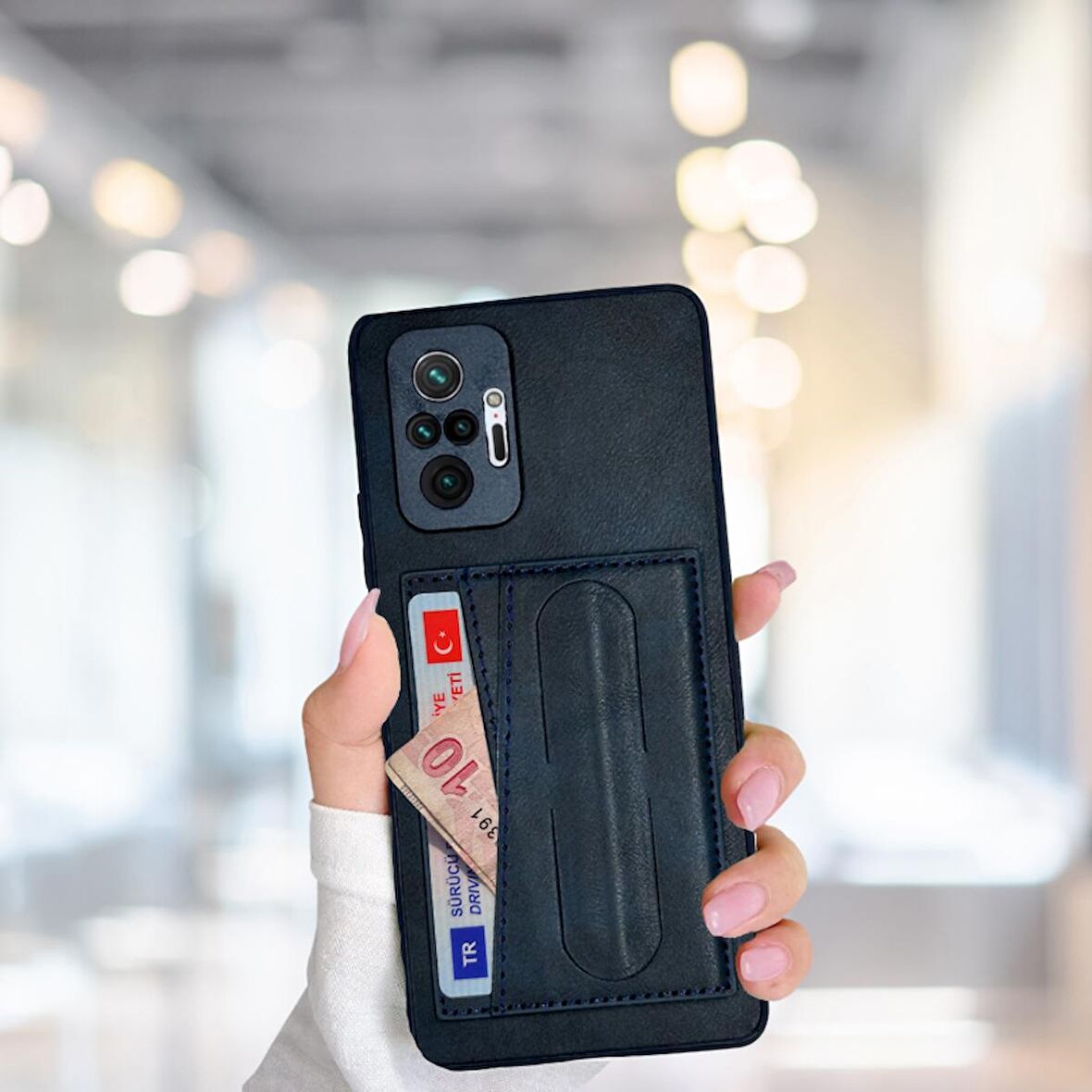 XİAOMİ REDMİ NOTE 10 PRO TLP KARTLIKLI STANDLI  LÜX DERİ KILIF