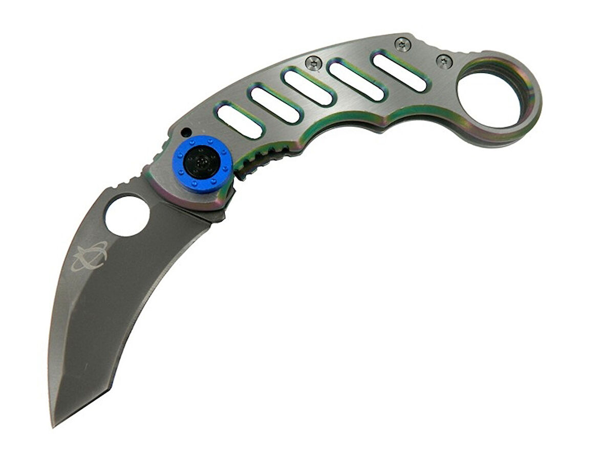 X05BL Gümüş Karambit 17 cm - Metal Saplı, Manuel TdrTr