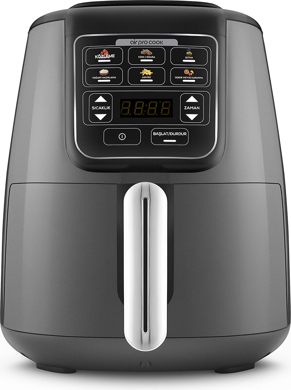 Karaca Air Pro Cook Köz Steel XL Çelik Hazneli Airfryer Space Gray 4 Litre 4 Kişilik