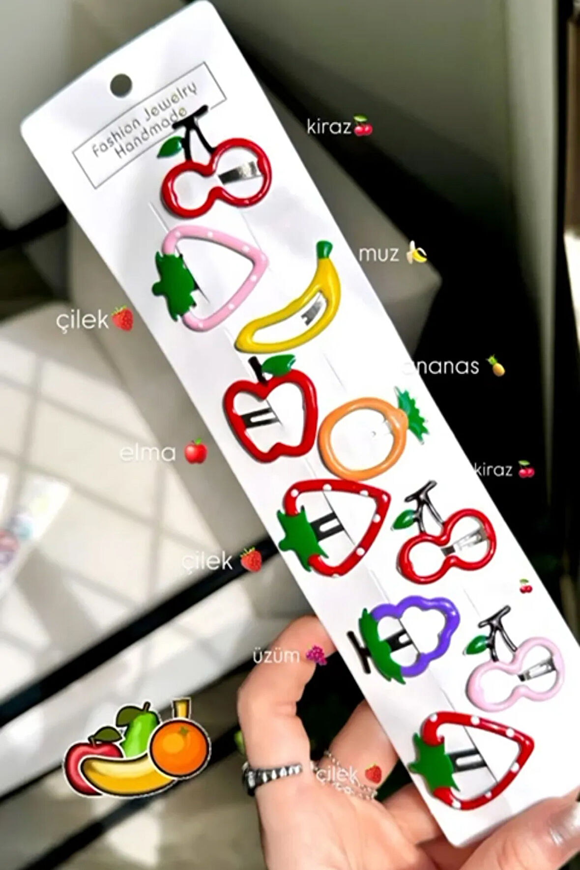 Kız Çocuk Renkli Meyveli Çıt Çıt Toka Seti (10 Adet )