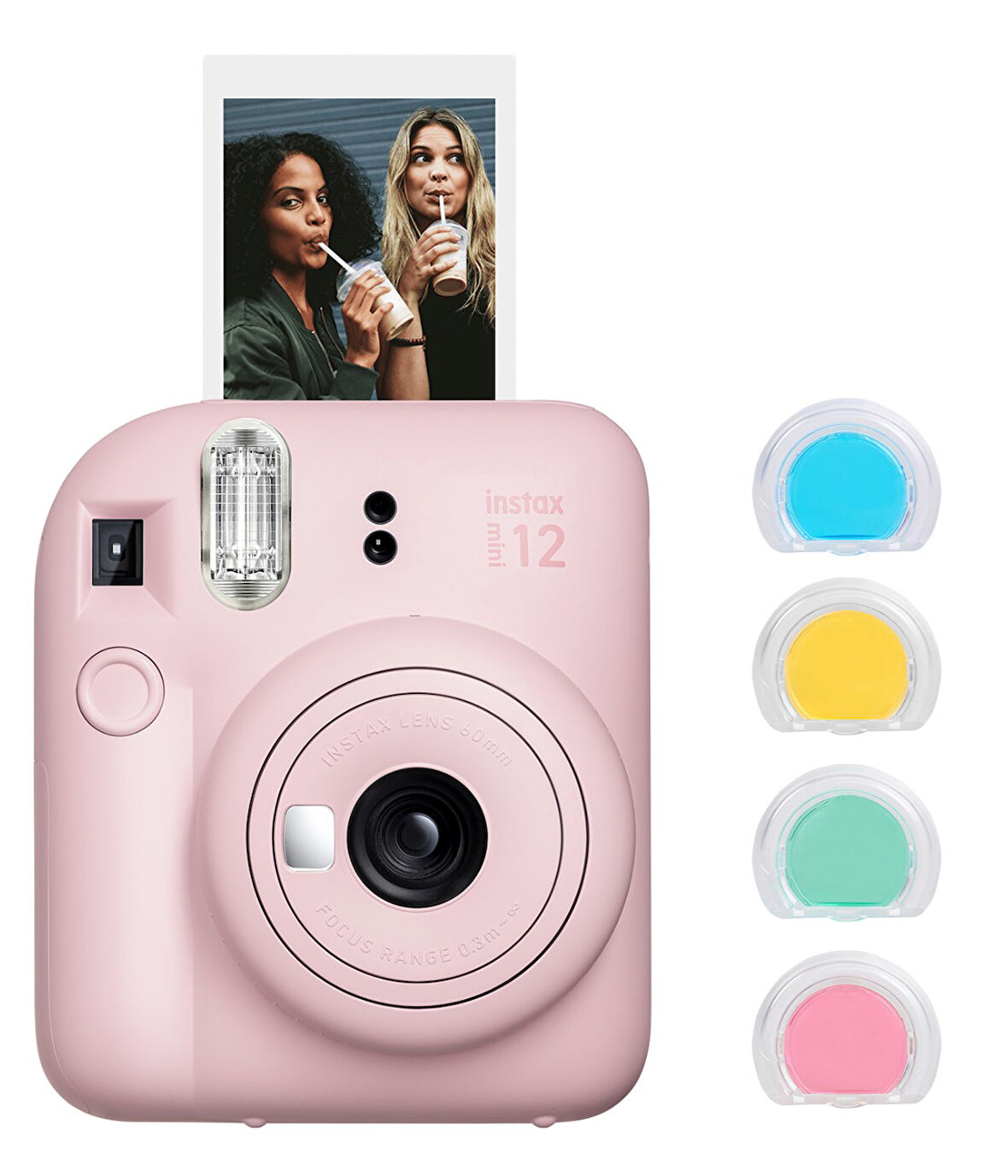 Fujifilm Instax Mini 12 Pembe Fotoğraf Makinesi ve 4'lü Renkli Lens Seti