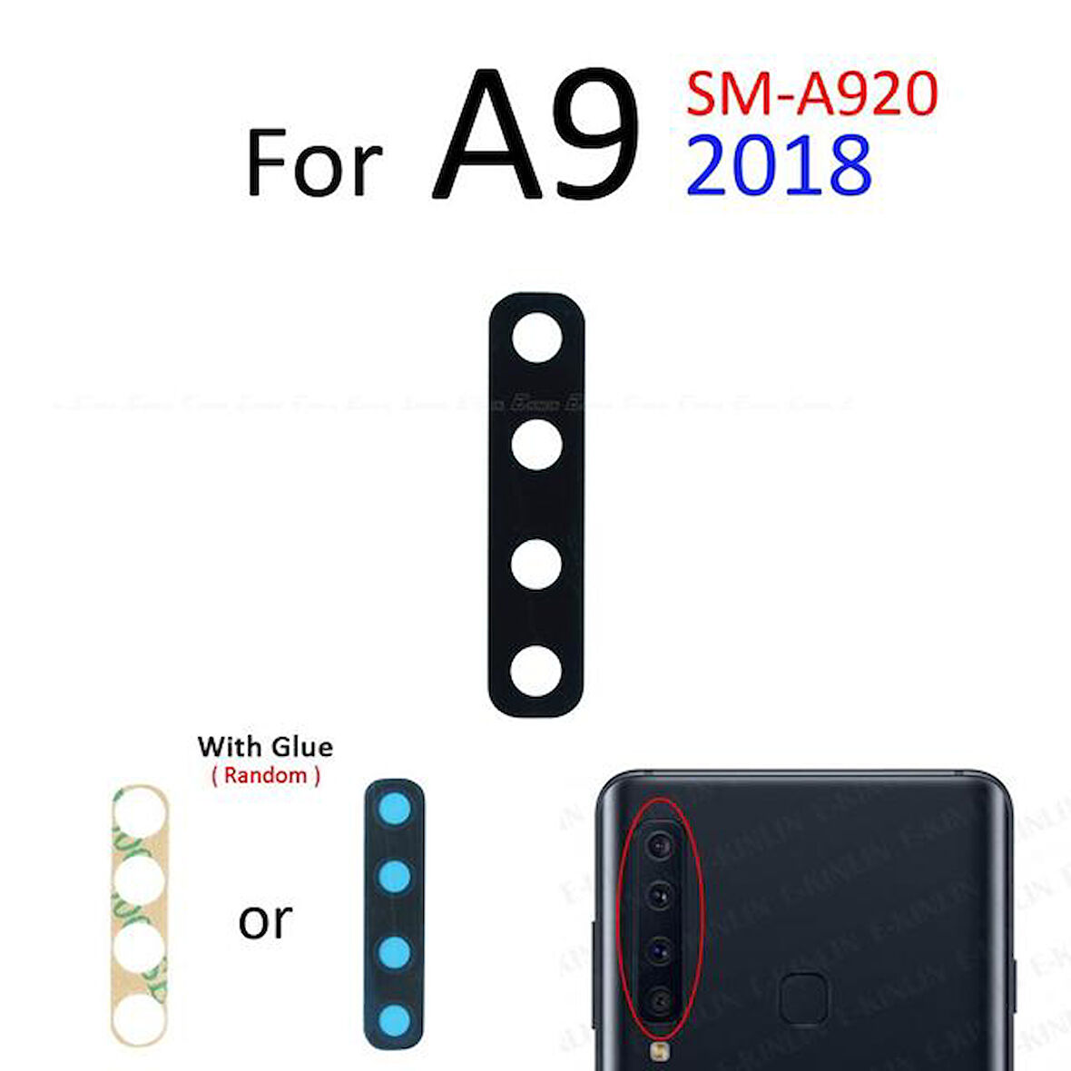 Tkgz Samsung Galaxy A9 A920 2018 Arka Kamera Camı Lens Yapışkanlı
