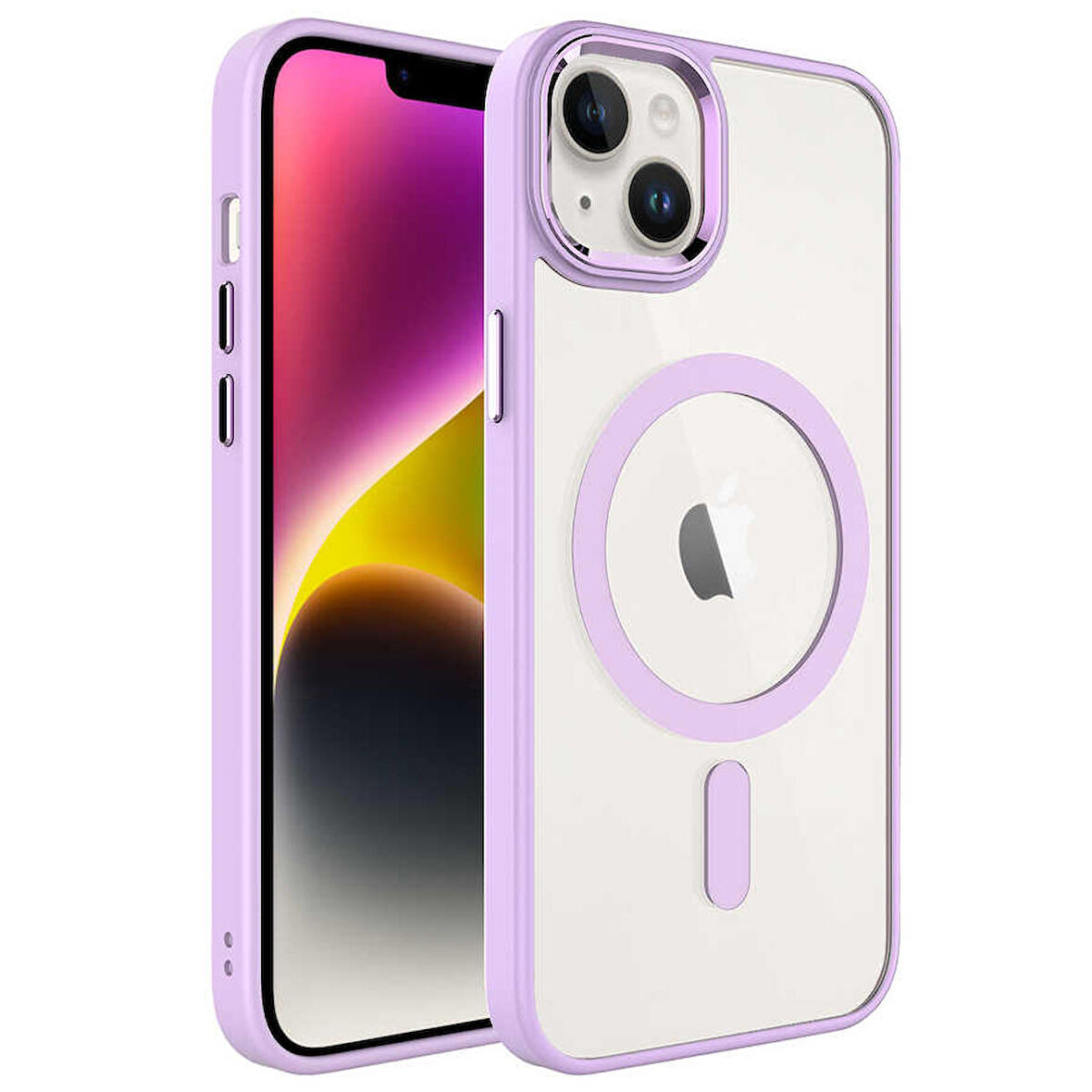 Gpack Apple iPhone 14 Plus Kılıf Wireless Şarj Özellikli Buttom Magsafe Silikon Kapak