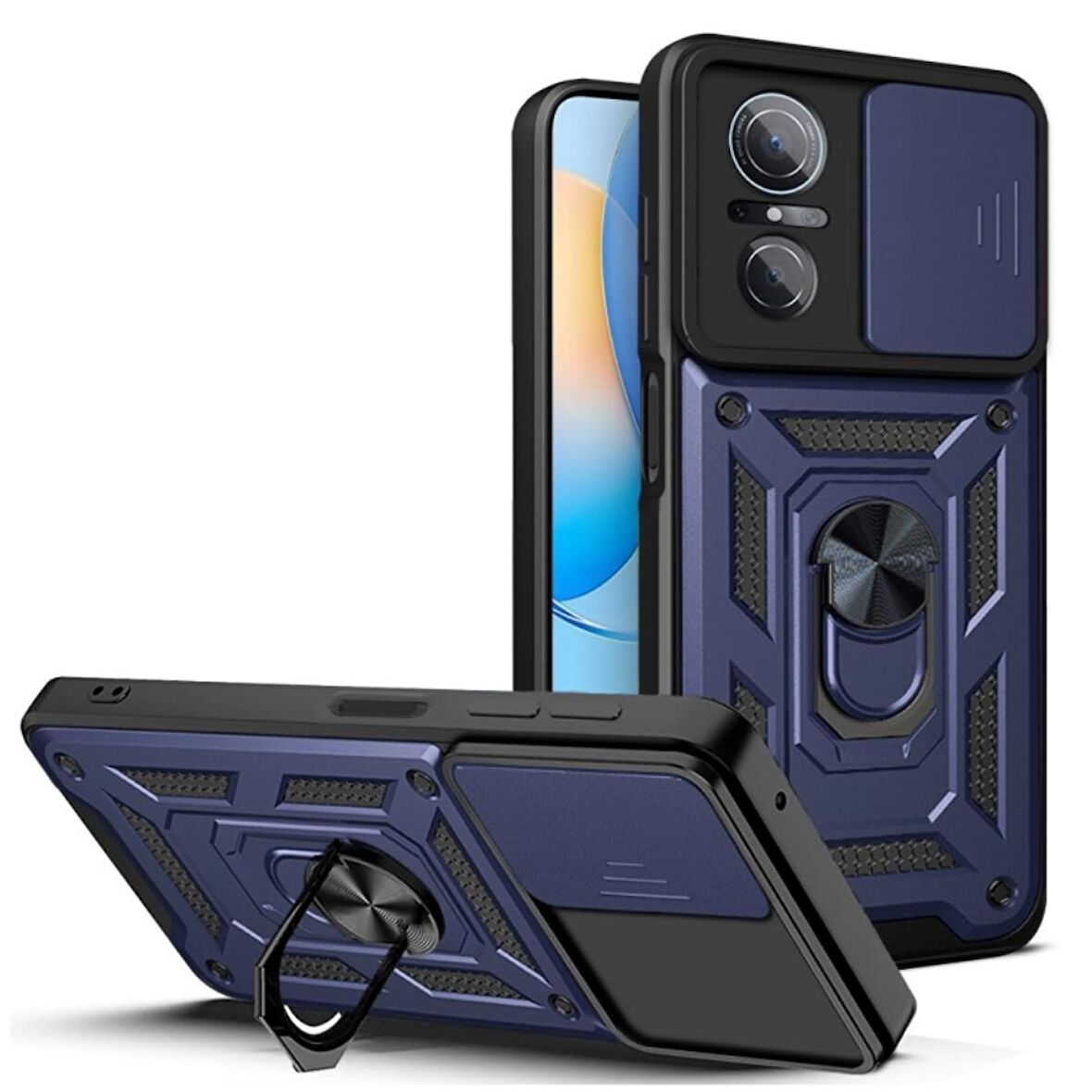 Smcase Huawei Nova 9 SE Kılıf Kamera Korumalı Yüzüklü Tank Pars Silikon 