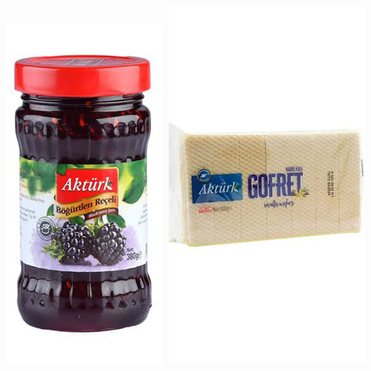 AKTÜRK 380 GR BÖĞÜRTLEN REÇELİ VE 200 GR VANİLYALI GOFRET