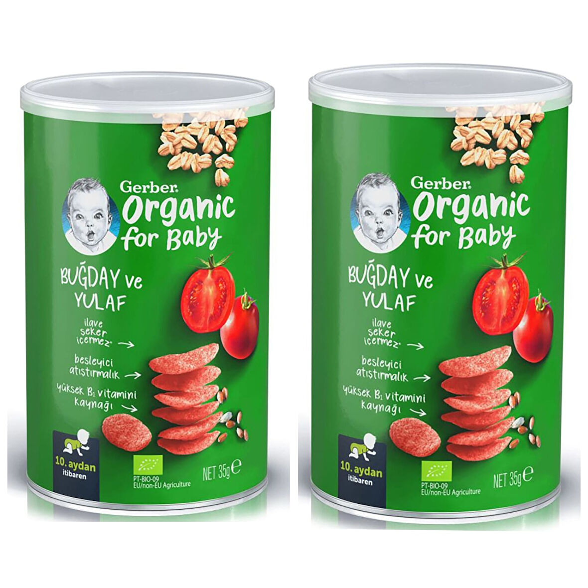 Gerber Organik Buğdaylı Yulaflı Kraker  Çocuk Atıştırmalığı 35 G X2