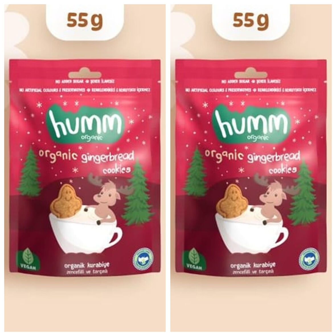 Organik Vegan Zencefilli ve Tarçınlı Kurabiye - 55g*2 adet