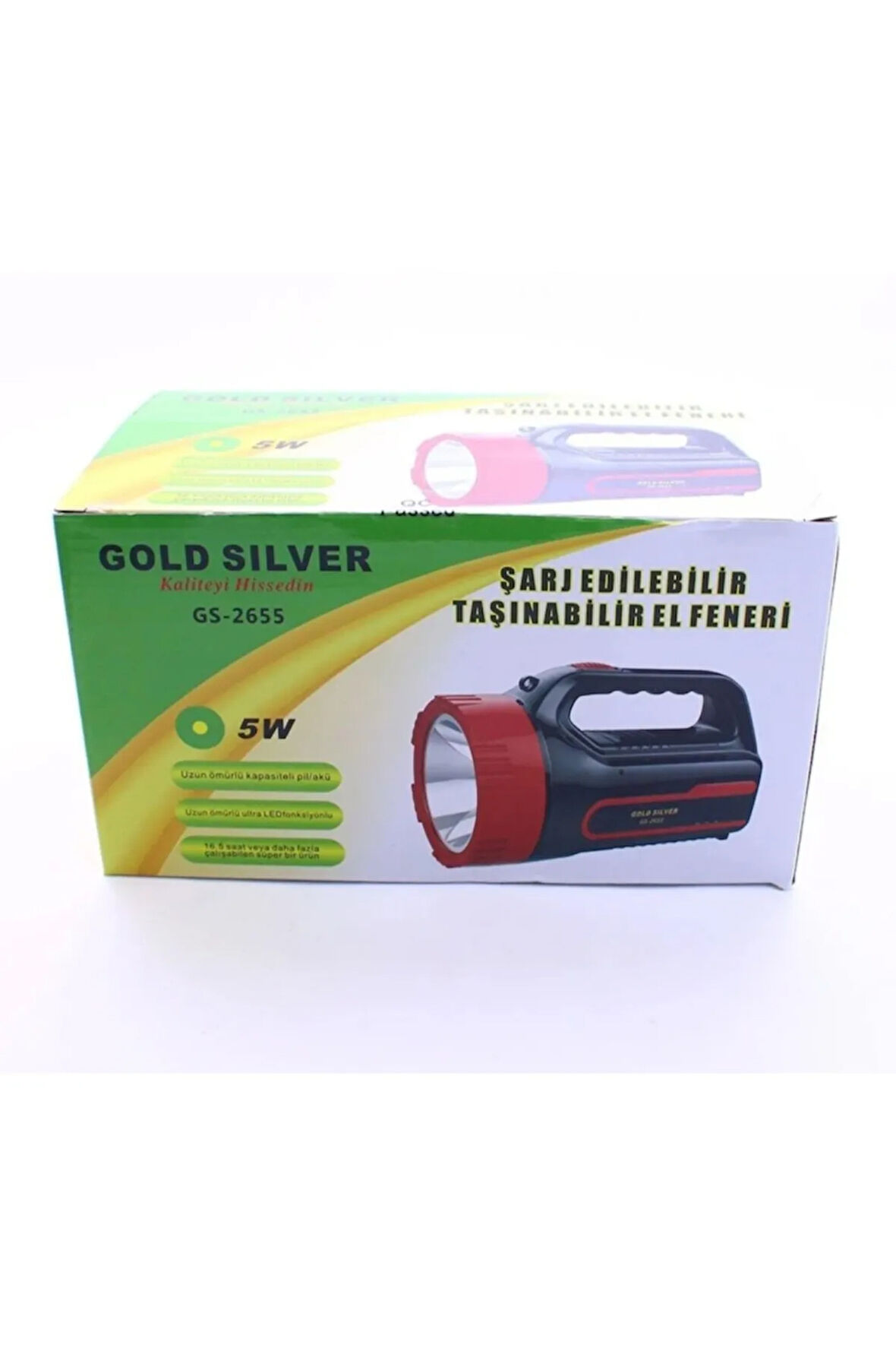 Gold Silver Şarj Edilebilir Taşımabilir El Feneri 5W Gs2665