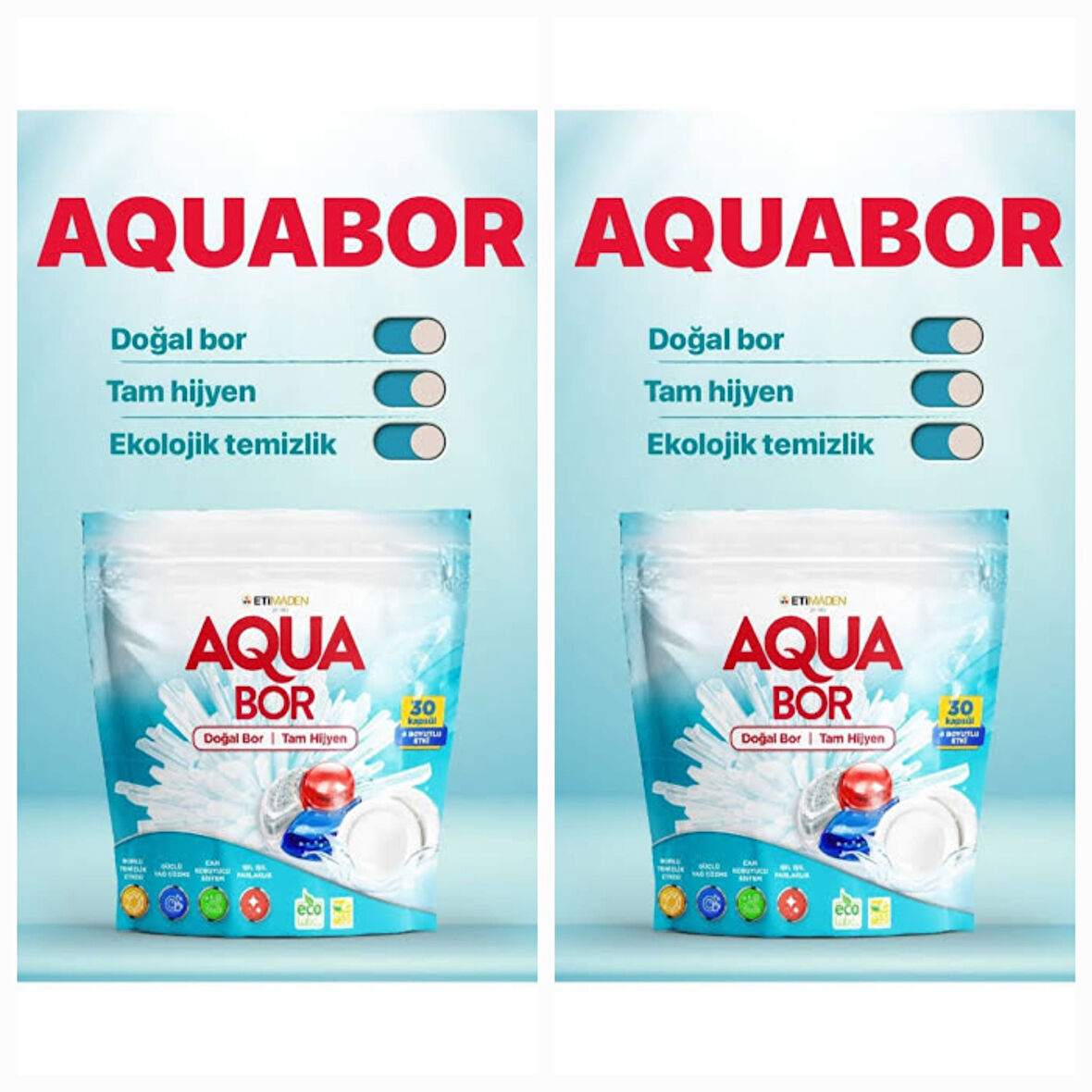 Doğal Mineralli Bulaşık makinesi  Tableti 2 paket *30 kapsül