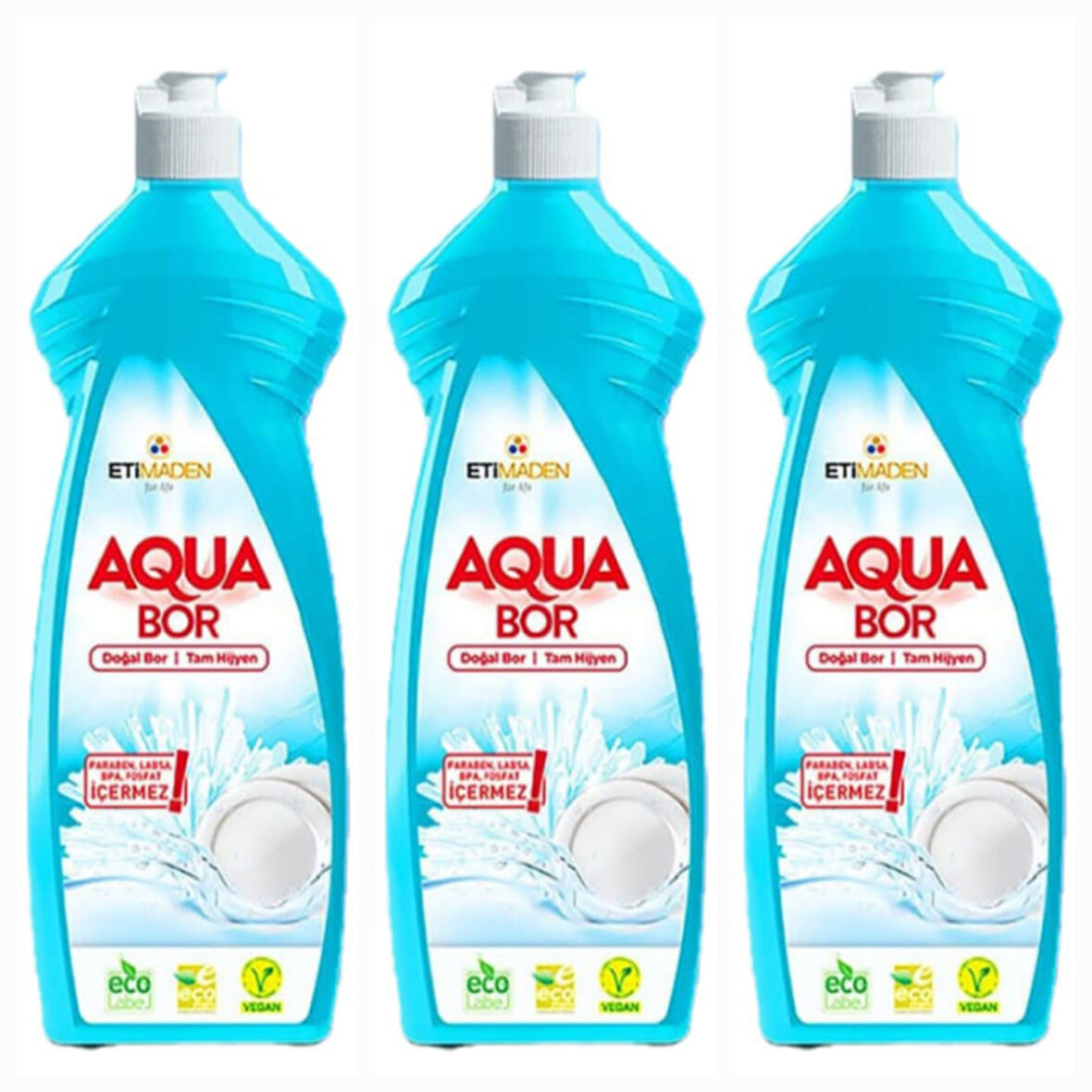 AQUABOR  DOĞAL MİNERALLİ ELDE YIKAMA BULAŞIK DETERJANI 3 ADET
