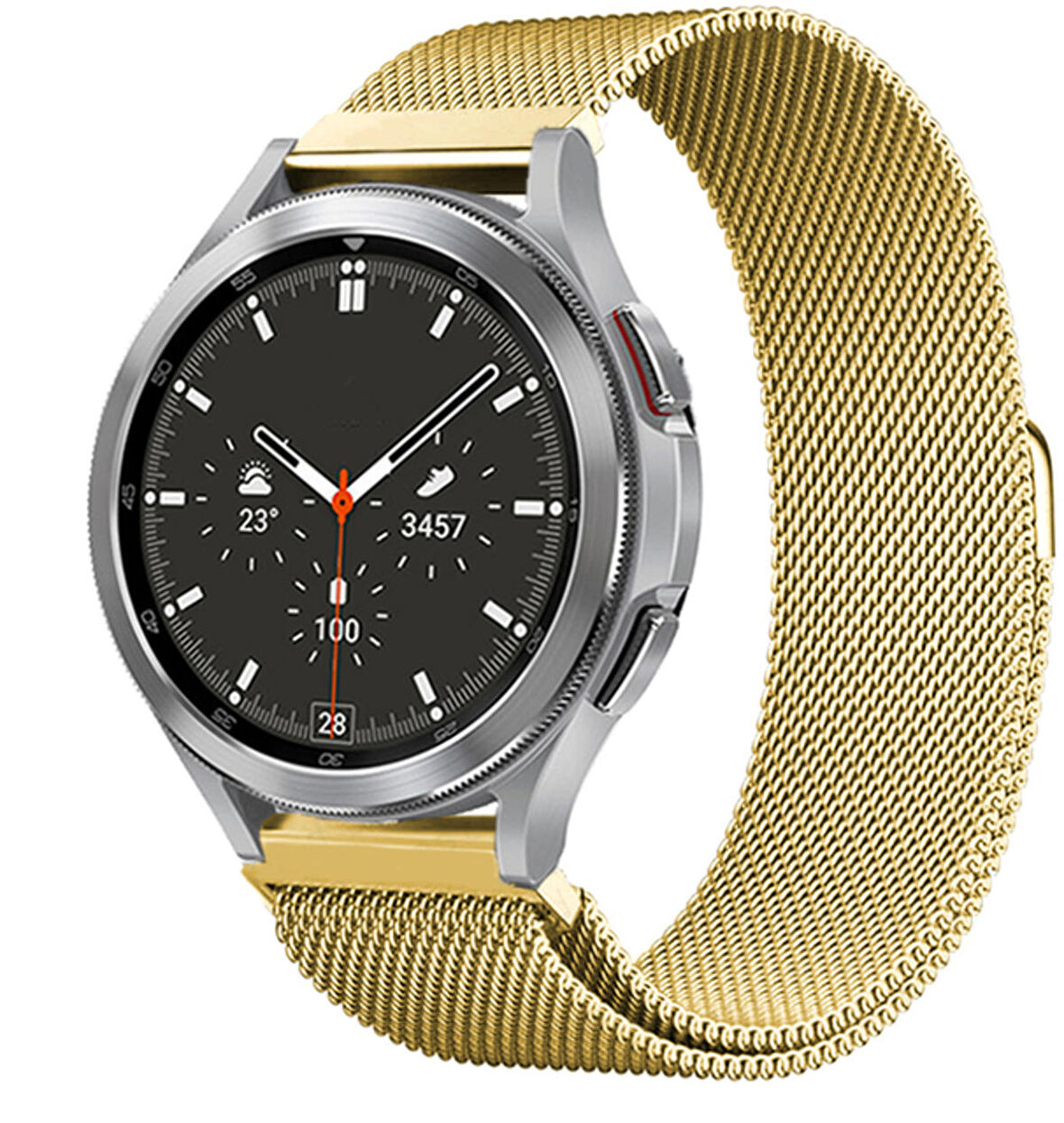 Megafox Samsung Gear Sport/S2/S4 20 mm Uyumlu Hasır Metal Kordon Mıknatıslı Tel Örgü Kayış Bileklik