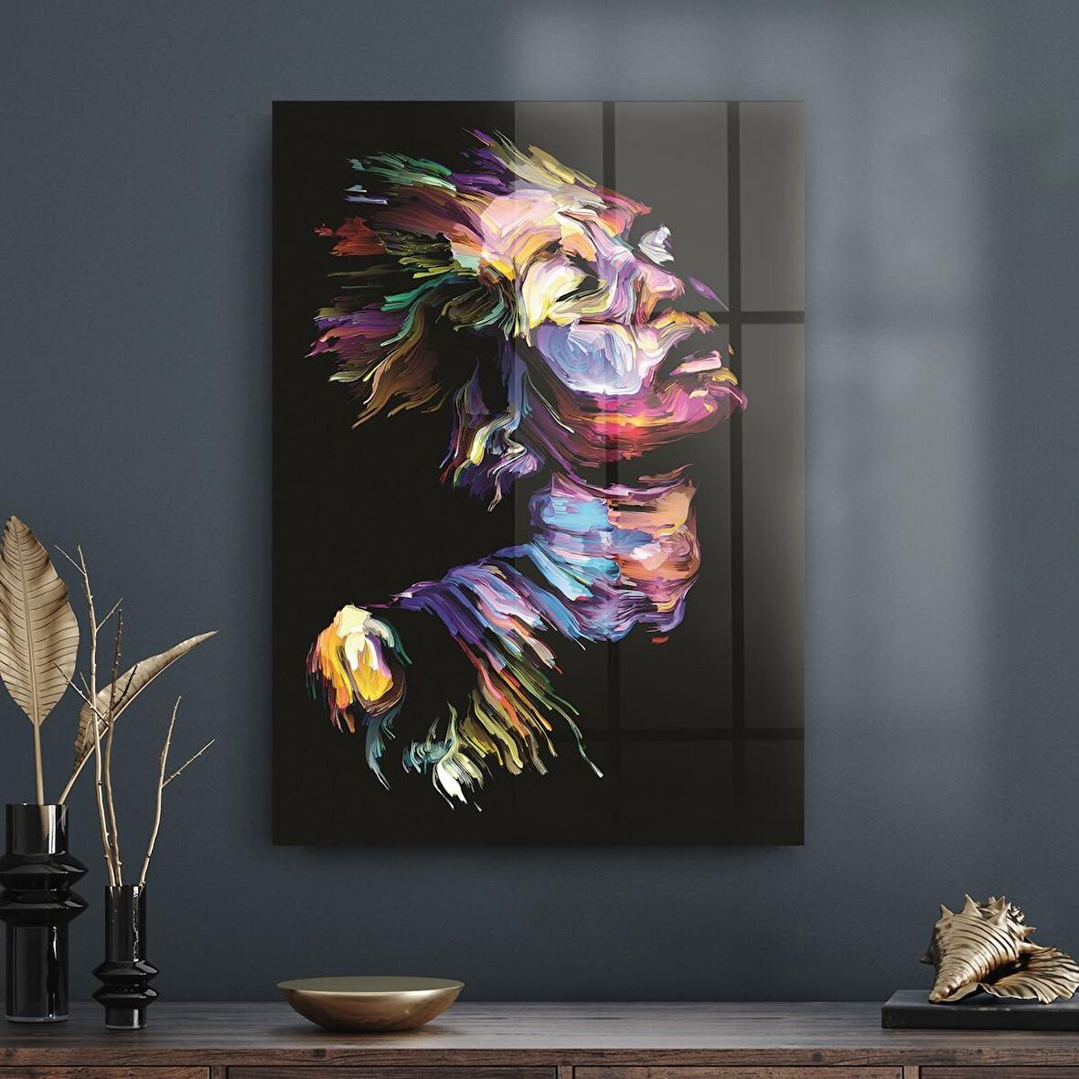 Decovetro Cam Tablo Abstract Kadın Portresi