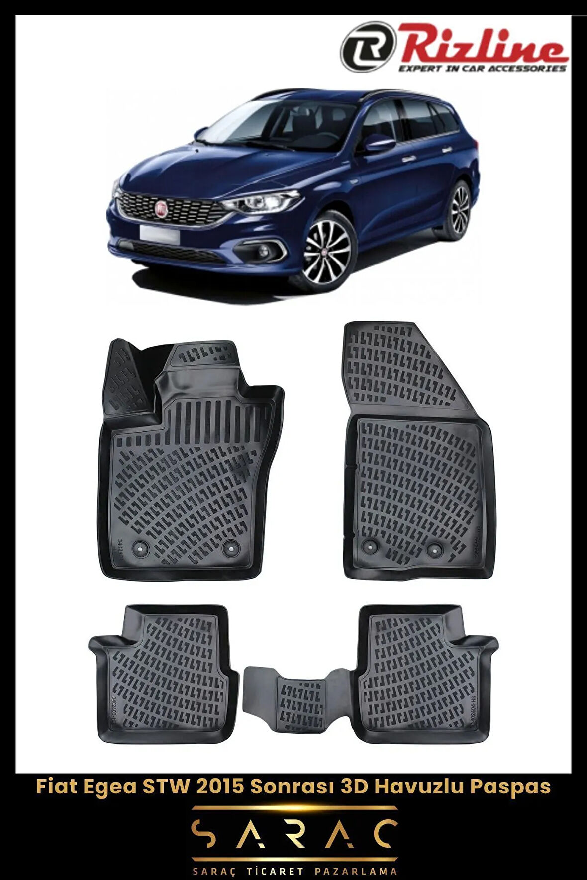 Rizline Fiat Egea STW 2024 Model 3D Havuzlu Paspas