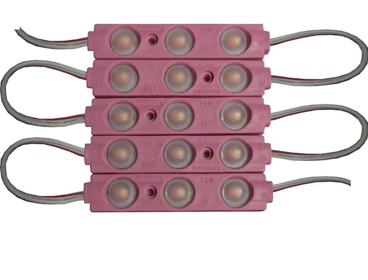 12V 1.5W LENSLİ PLUS MODÜL LED PEMBE  IP 65