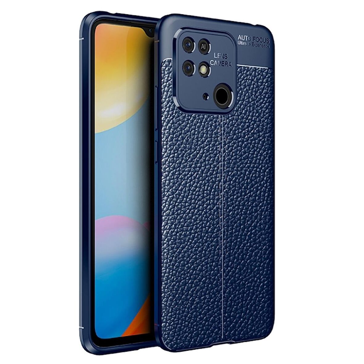 Smcase Xiaomi Redmi 10c Kılıf Kamera Korumalı Deri Dokulu Silikon