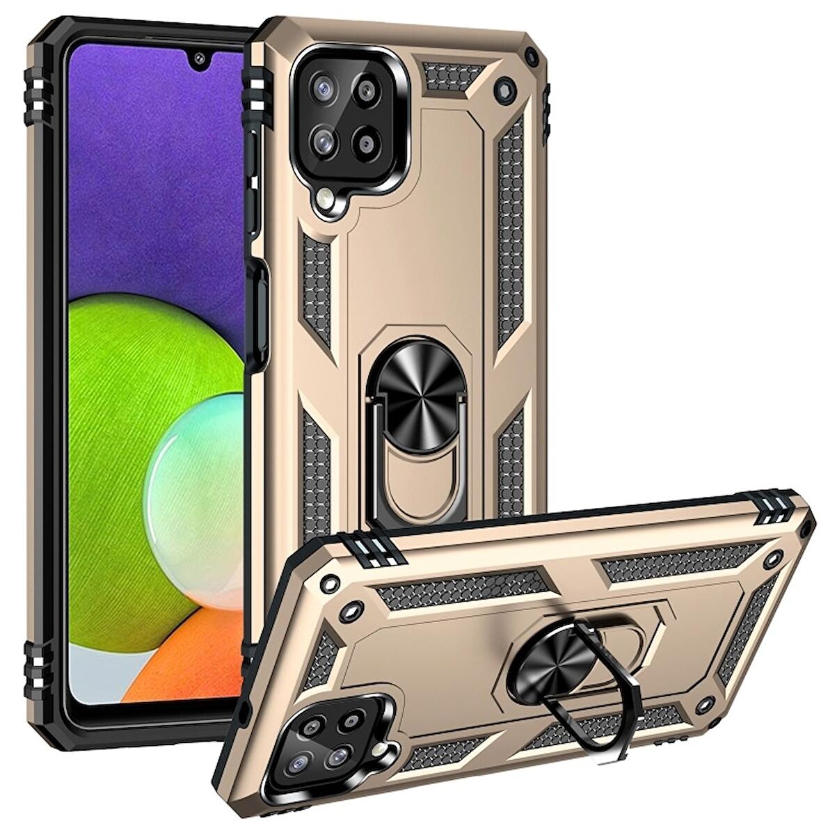 Smcase Samsung Galaxy M33 Kılıf Vega Yüzüklü Tank Silikon