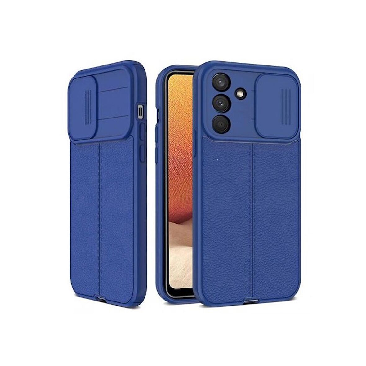 Smcase Samsung Galaxy M23 Kılıf Lensi Kamera Korumalı Deri Dokulu Silikon 