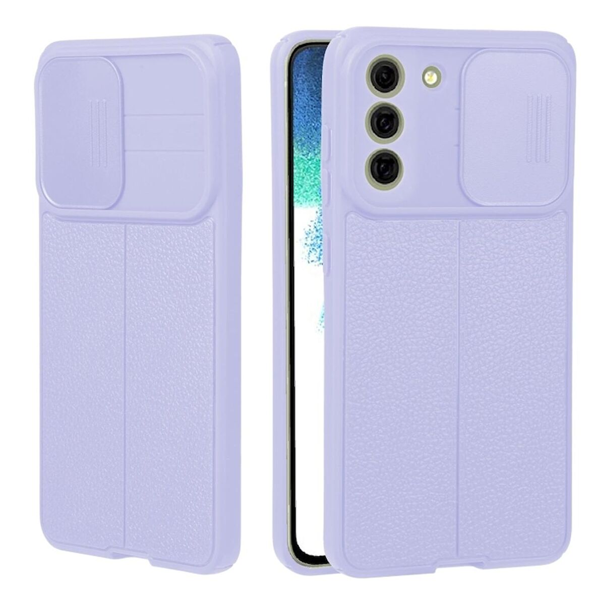 Smcase Samsung Galaxy S22 Plus 5G Kılıf Lensi Kamera Korumalı Deri Dokulu Silikon 