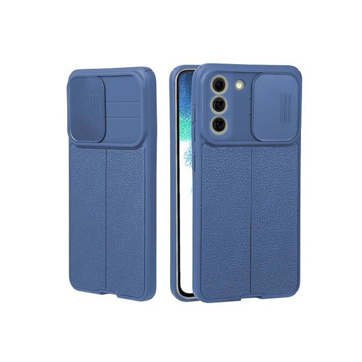 Smcase Samsung Galaxy S22 Plus 5G Kılıf Lensi Kamera Korumalı Deri Dokulu Silikon 