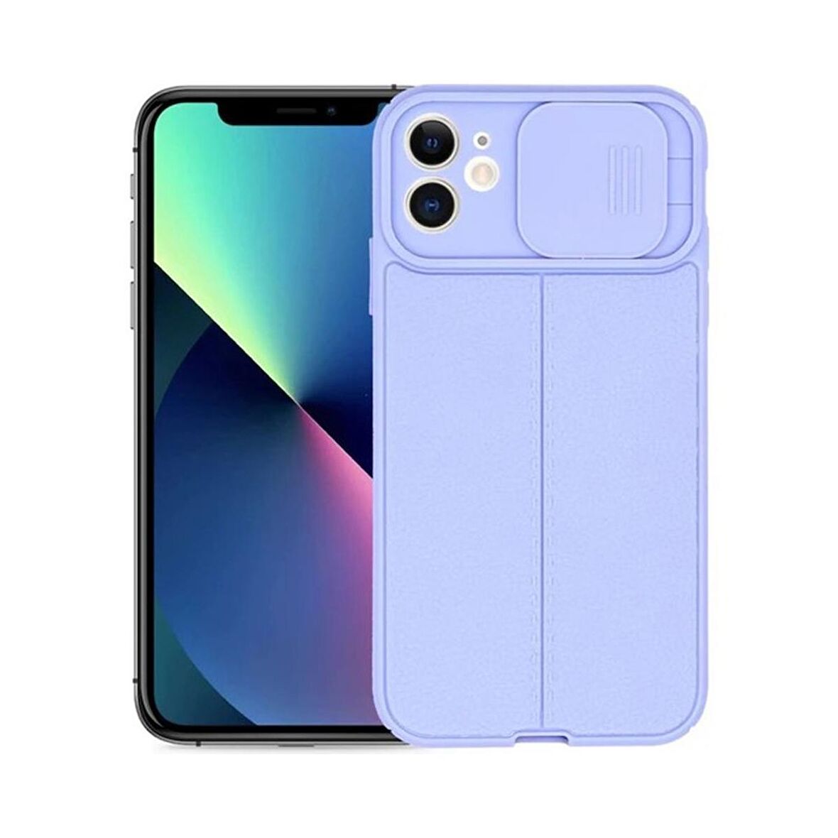 Smcase iPhone 11 Kılıf Lensi Kamera Korumalı Deri Dokulu Silikon 