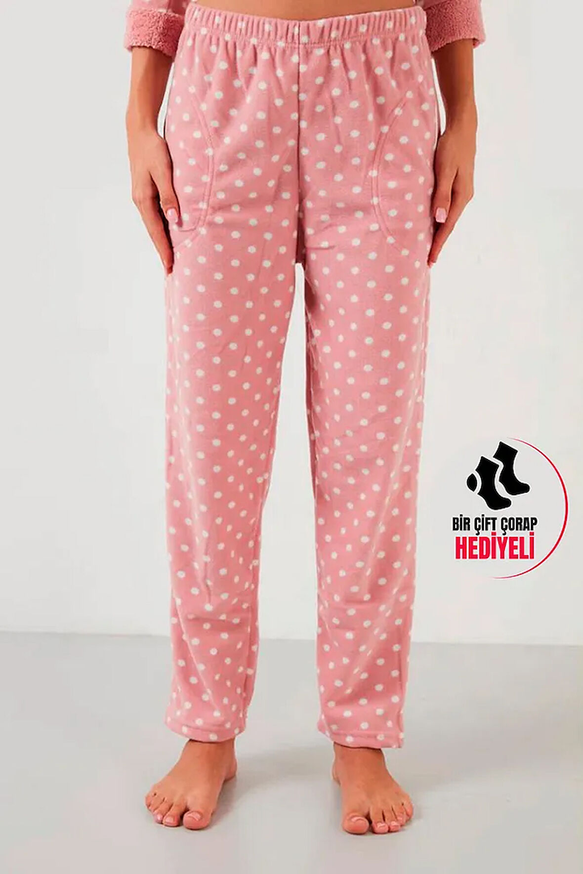 Lüx Polar Cepli Kışlık Kadın Pijama Altı ra3