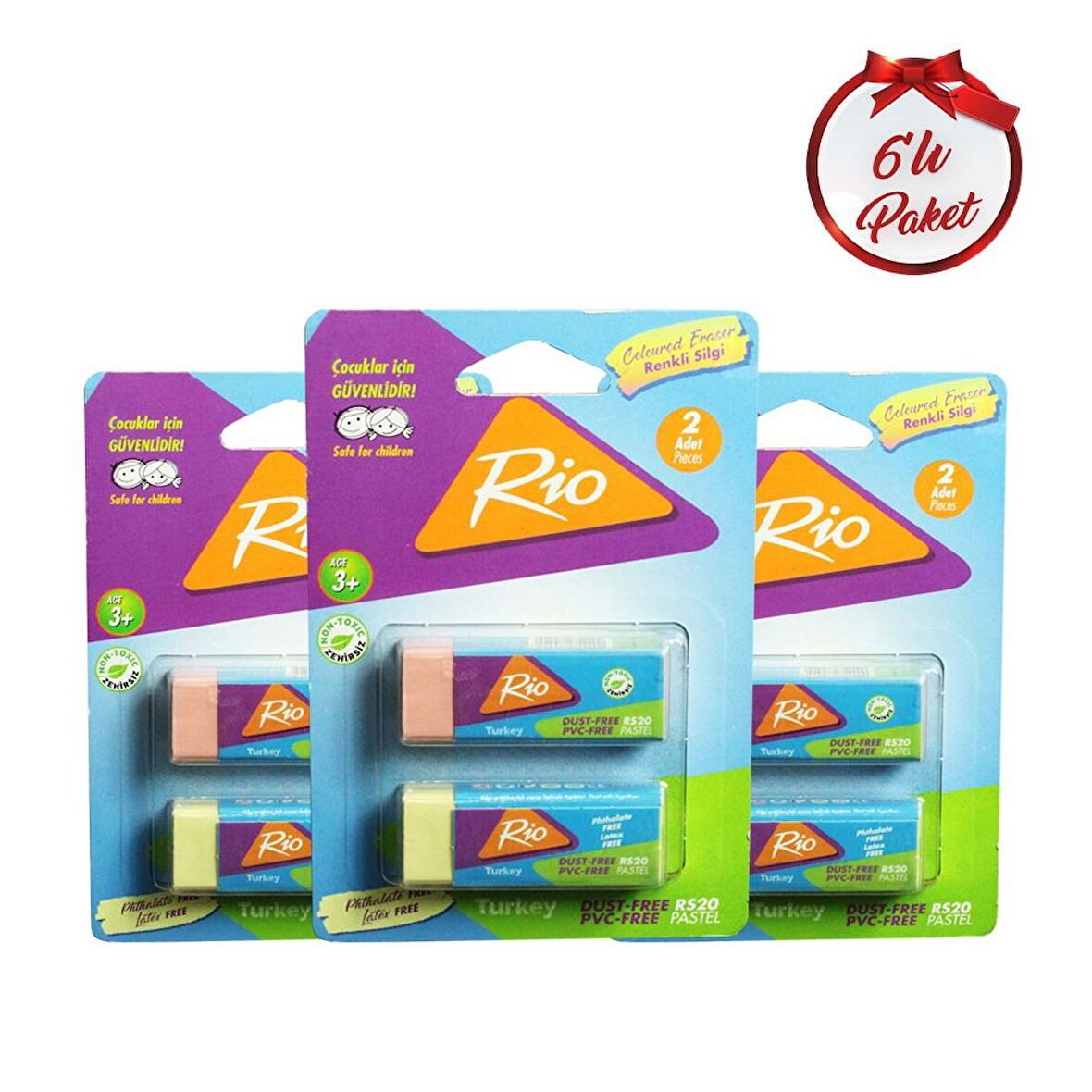 Rio Pastel 2'li Silgi Seti 6 Paket