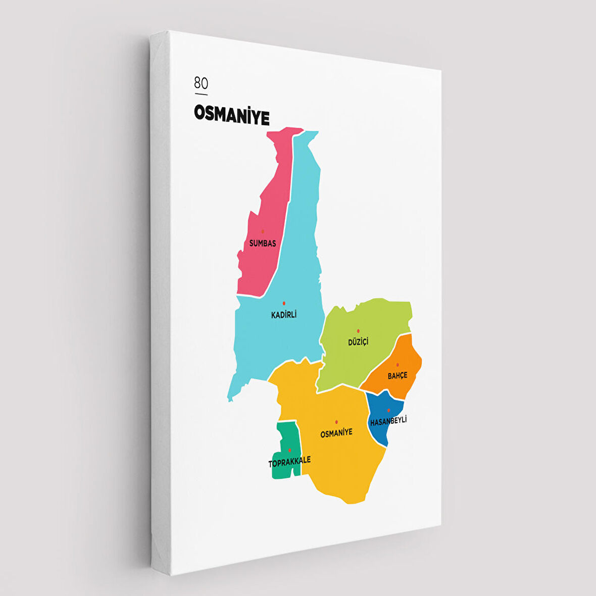Harita Sepeti Osmaniye İli ve İlçeler Haritası Dekoratif Kanvas Tablo 1436
