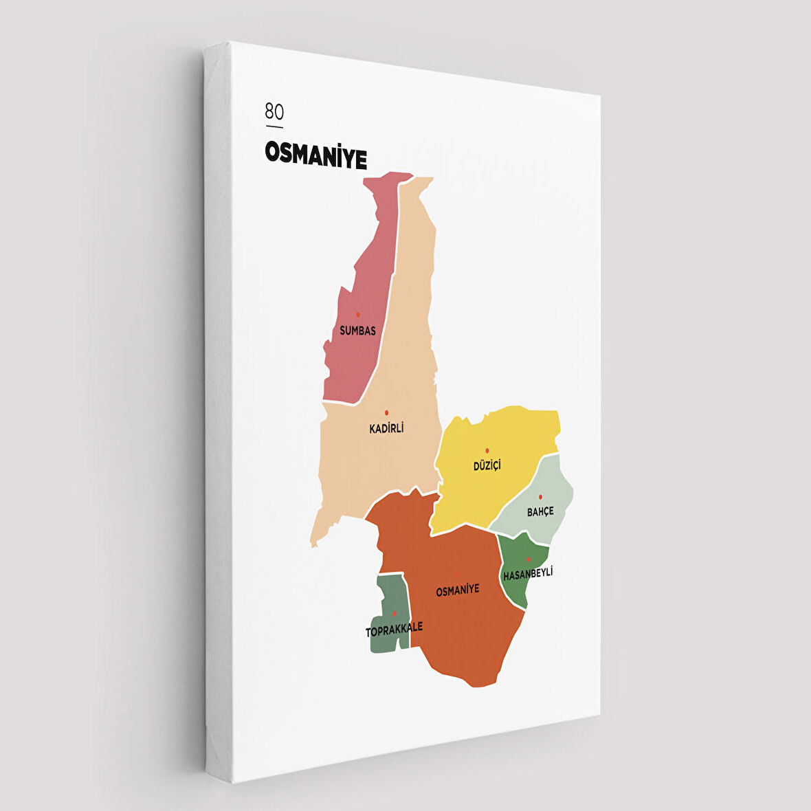 Harita Sepeti Osmaniye İli ve İlçeler Haritası Dekoratif Kanvas Tablo 1437