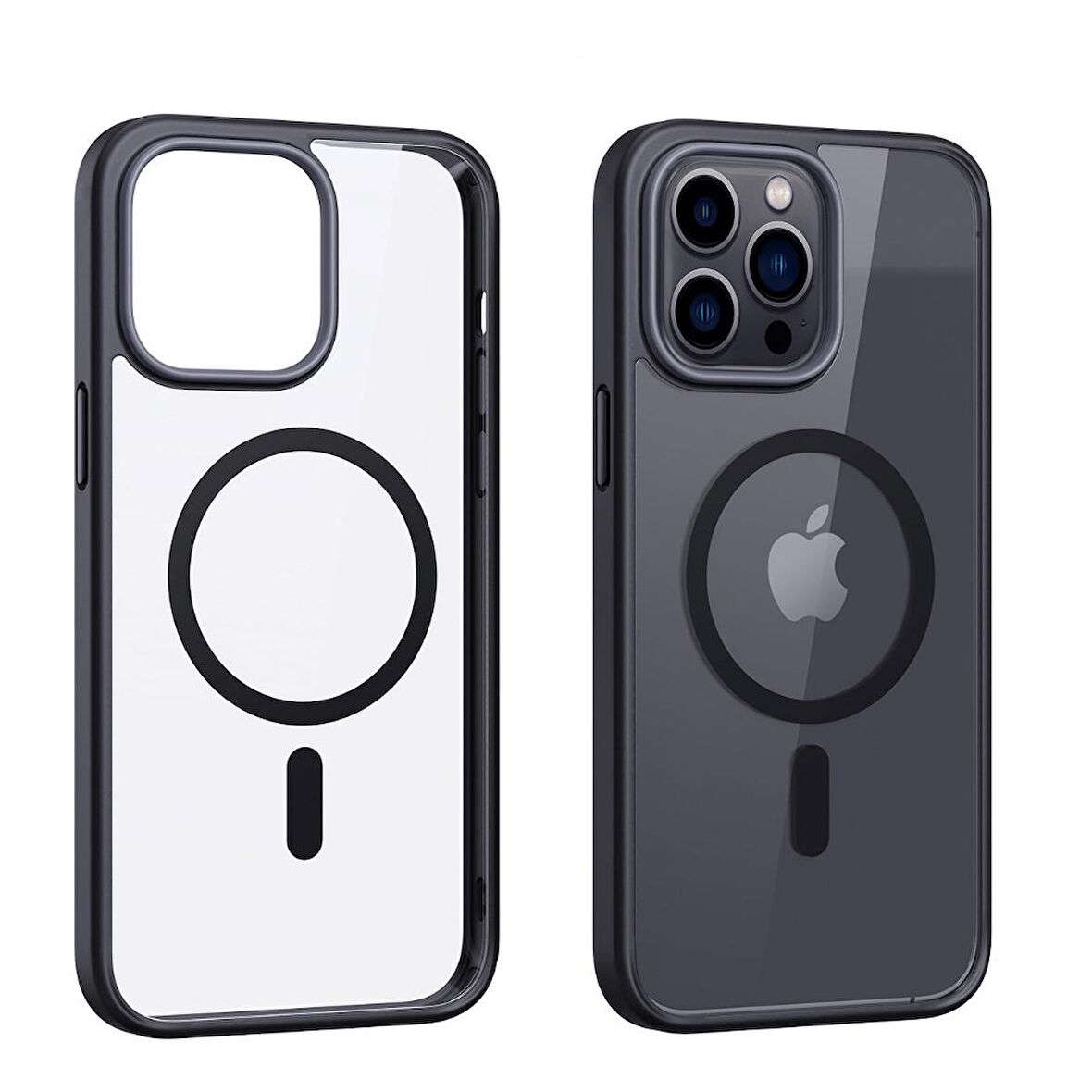 Smcase iPhone 12 Pro Max Kılıf Manyetik Wiriless Destekli Krom Silikon  Wiriless Şarj Aleti