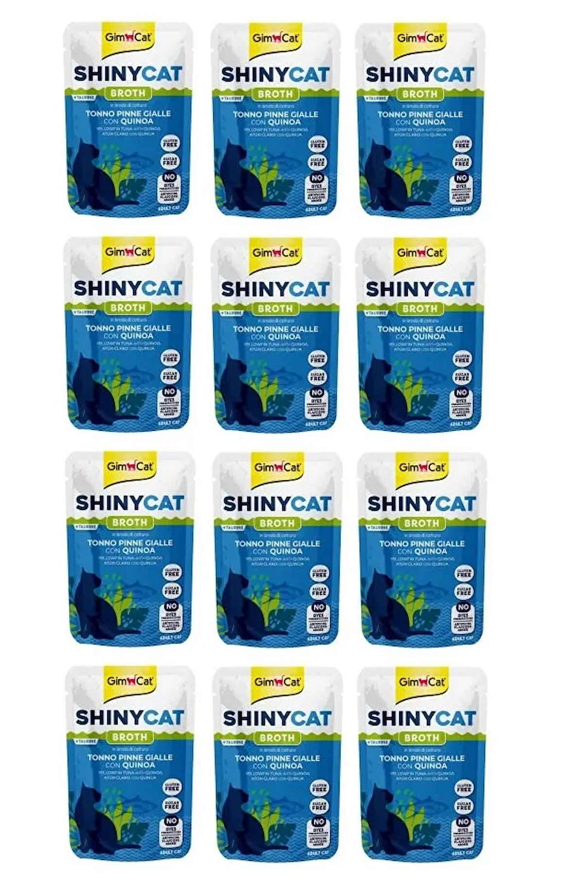 Gimcat Shinycat Pouch Sarı Yüzgeçli Ton Balıklı ve Kinoalı Kedi Yaş Mama 70 Gr. X 12 Adet