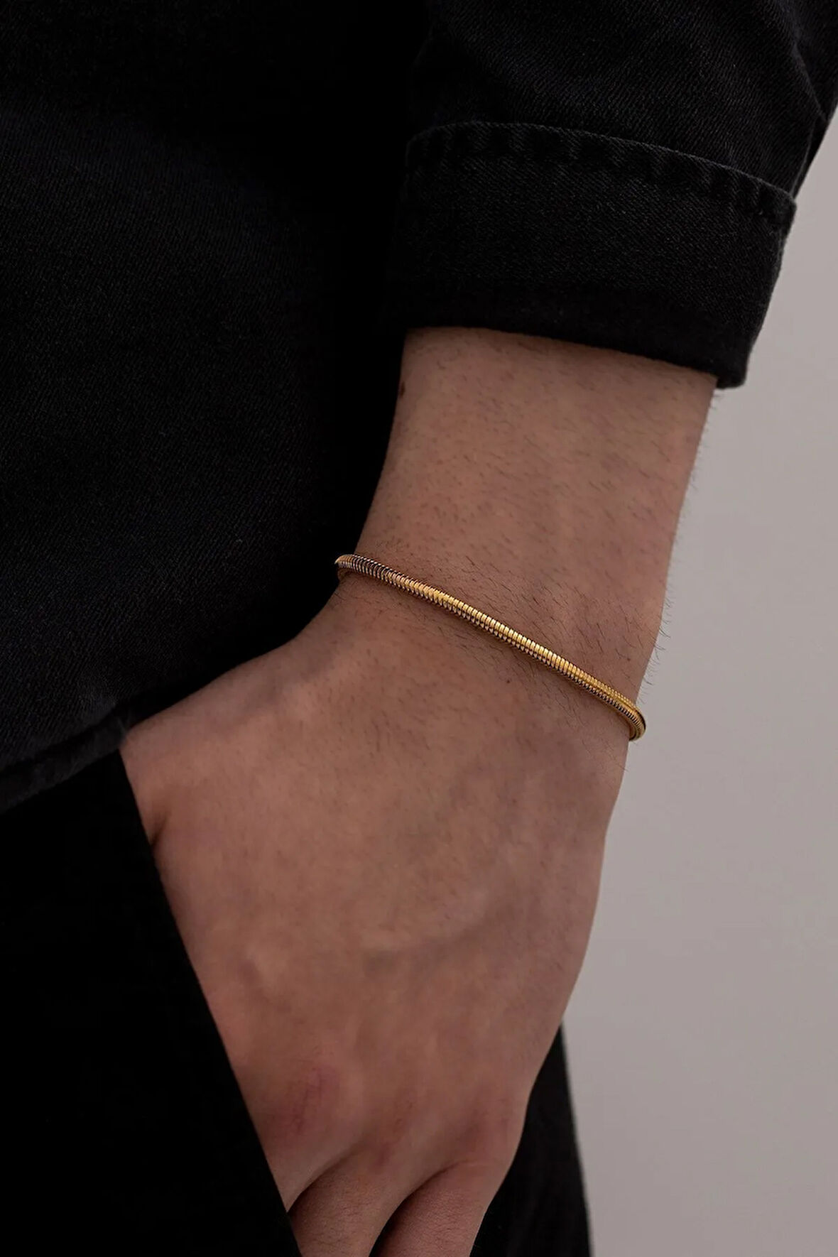 Erkek Çelik Bileklik - Altın Kaplama Sarp Model Erkek Bileklik