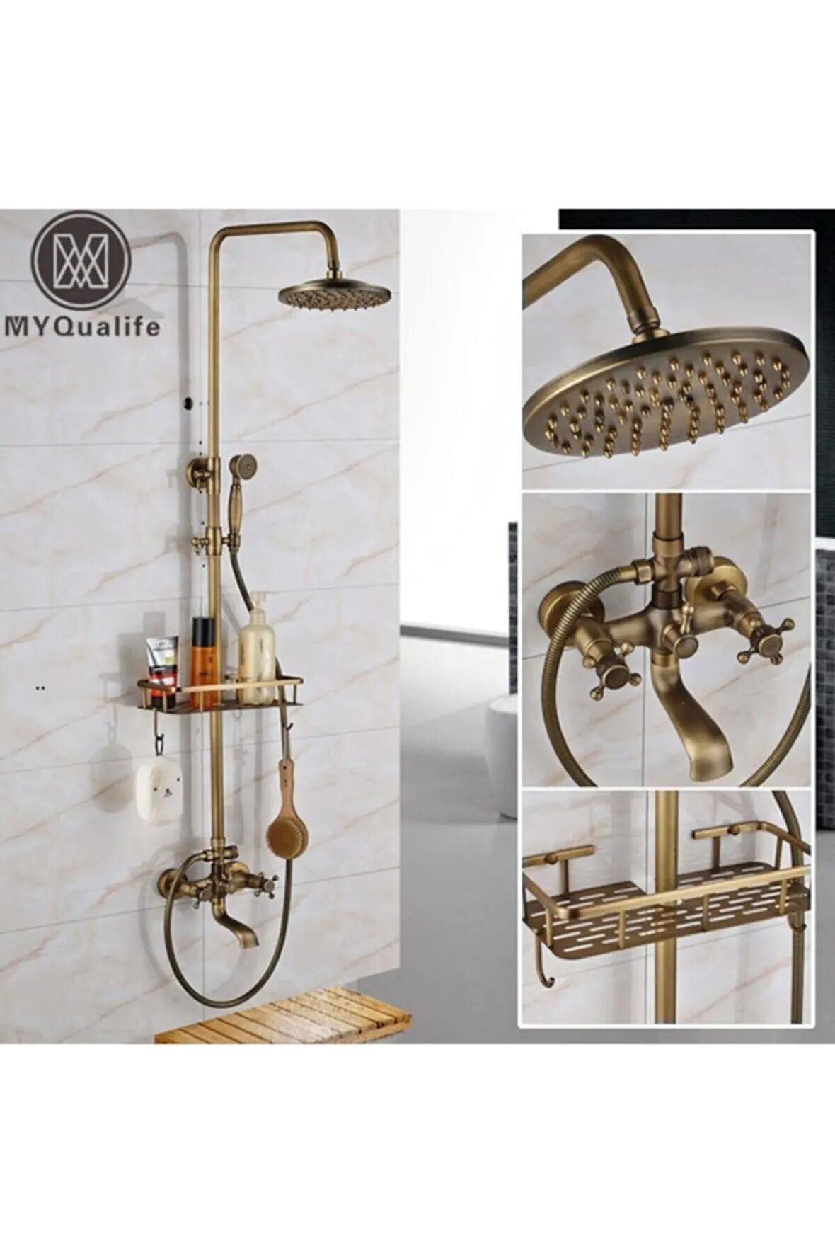 Banyo Bataryası Duş Seti Antik Sepetli Model Yeni Ürün 5 Yıl Garantili