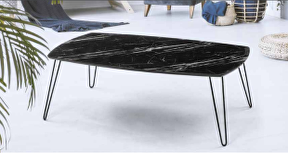 Bengi Orta OSM OVAL Sehpa Metal Model Transmisyon V ayak Siyah Mermer Kutuda sevk El Yapım