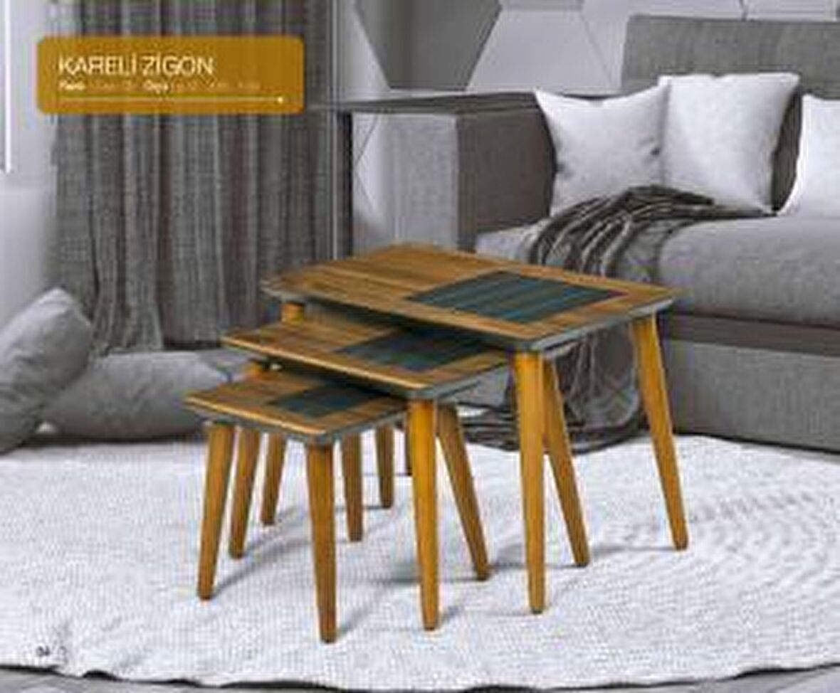 Bengi Zigon OSM KARELİ MODEL Parlak Ceviz Gri  renk Natüre Kayın İnce torna RETRO ayak El Yapım
