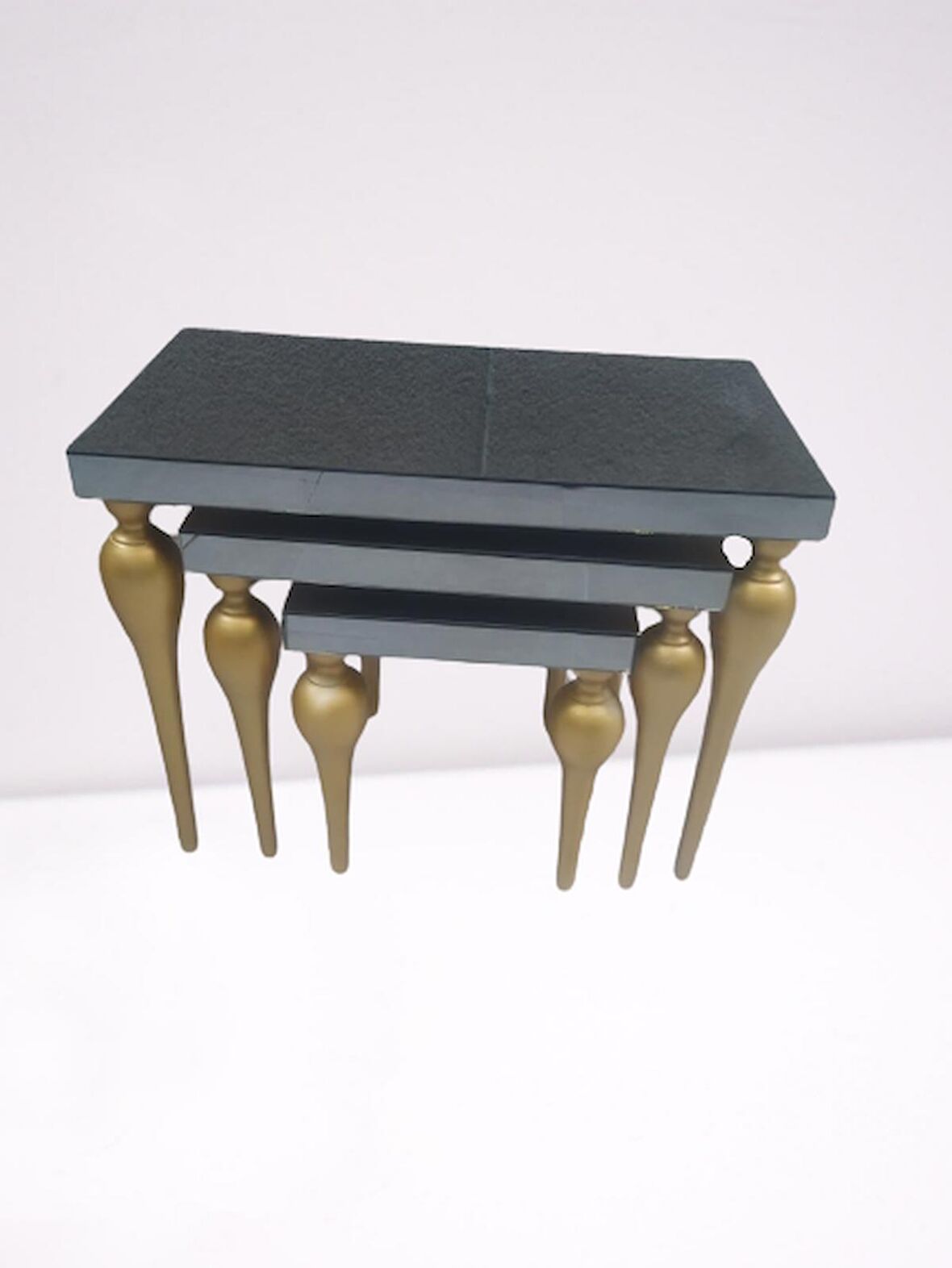 Zigon TOMBUL ayak Model Kayın Torna MDF tabla Parlak gold İskelet Füme cam Kaplama El Yapımı