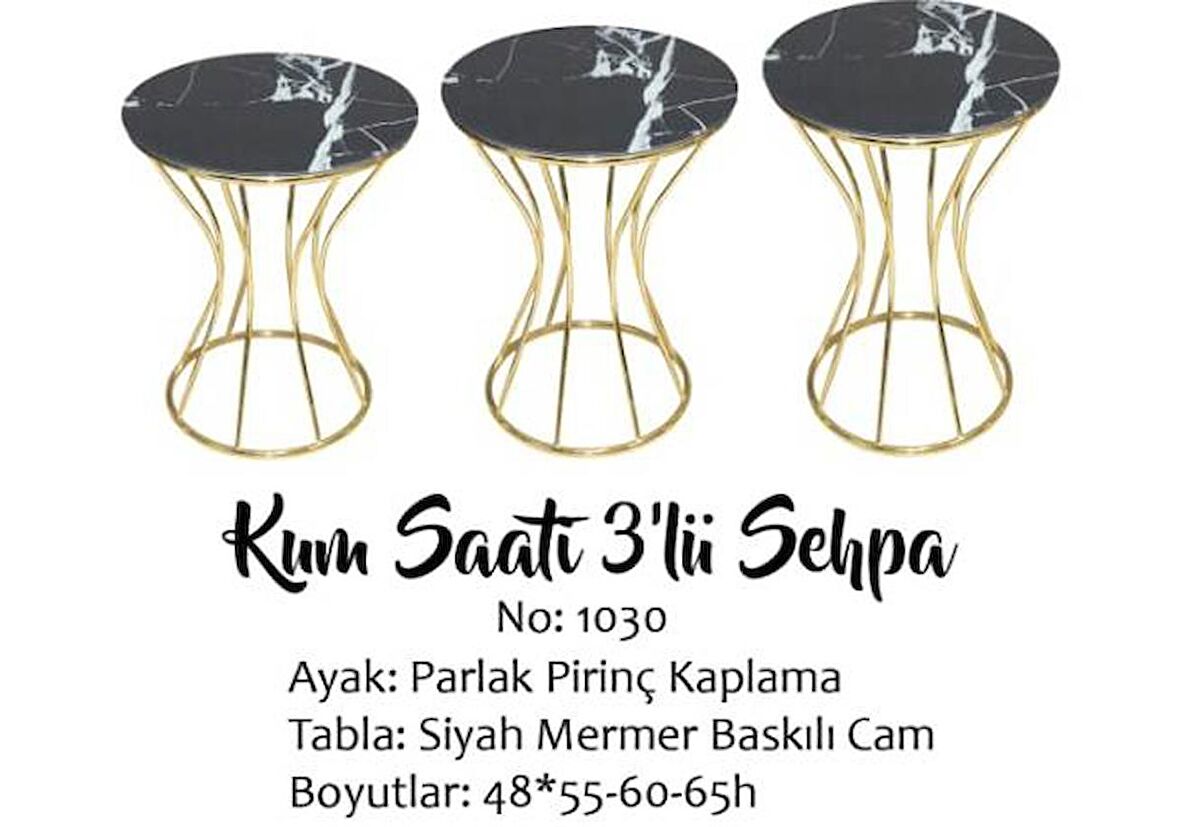 Brc KUM SAATİ ZİGON SİYAH Mermer Desen Metal transmisyon Çelik GOLD Renk Kaplama El Yapım