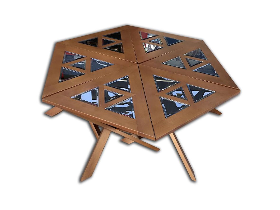 Orta Sehpa-Zigon YONCA Model Geometrik Ceviz Kayın torna Retro Ayak Mdf tabla El Yapım