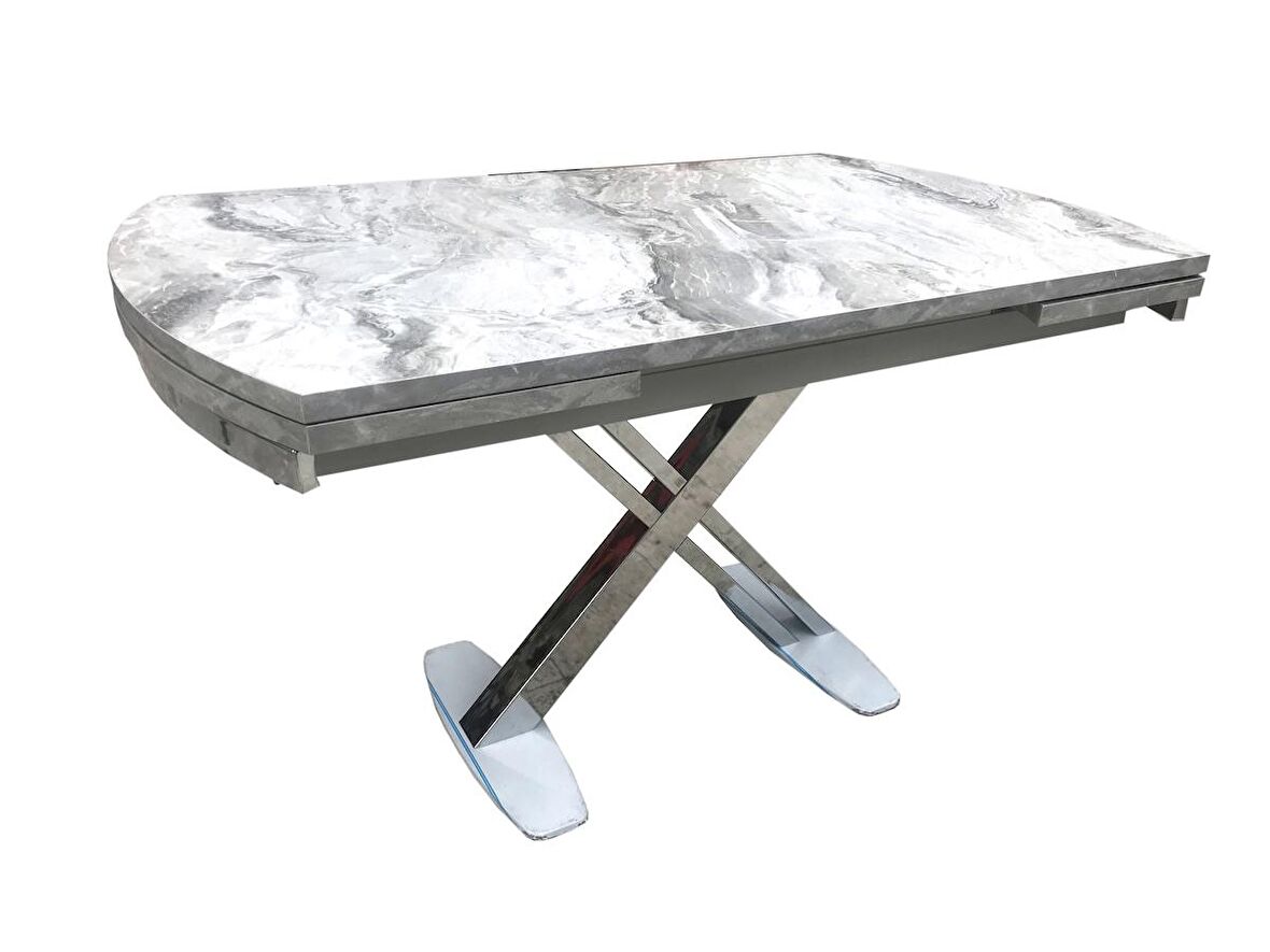 Masa X AYAK Model Metal Transmisyon Nikelaj Dikdörtgen Yemek Masası