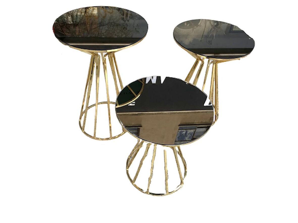 Brc CADDE Zigon Model Metal çelik Gold renk kaplam Siyah mermer Temper cam Kutuda sevk El Yapım